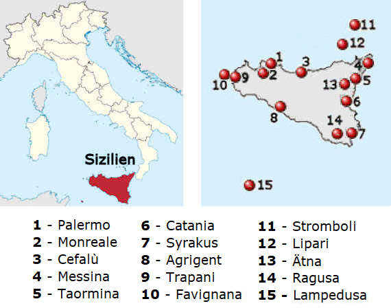 Straenkarte online von Sizilien