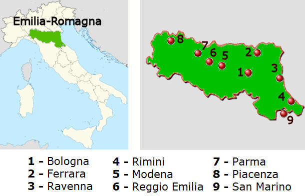 Straenkarte online von Emilia-Romagna