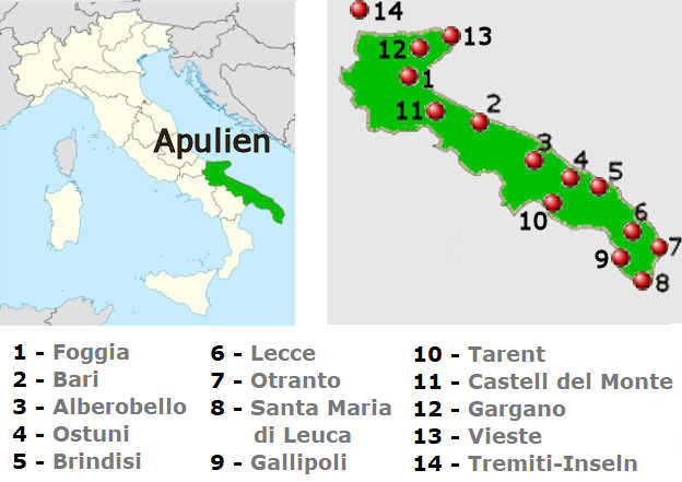 Straßenkarte online von Apulien