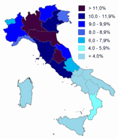 Die Verteilung der ausländischen Bevölkerung in Italien