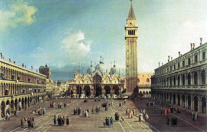 Der Markusplatz mit der Basilika San Marco und dem Markusturm