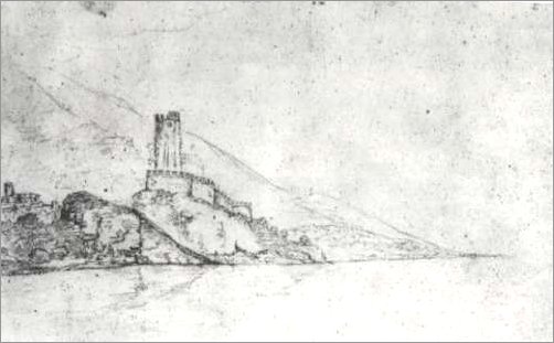 Eine Skizze Goethes der Burgruine von Malcesine