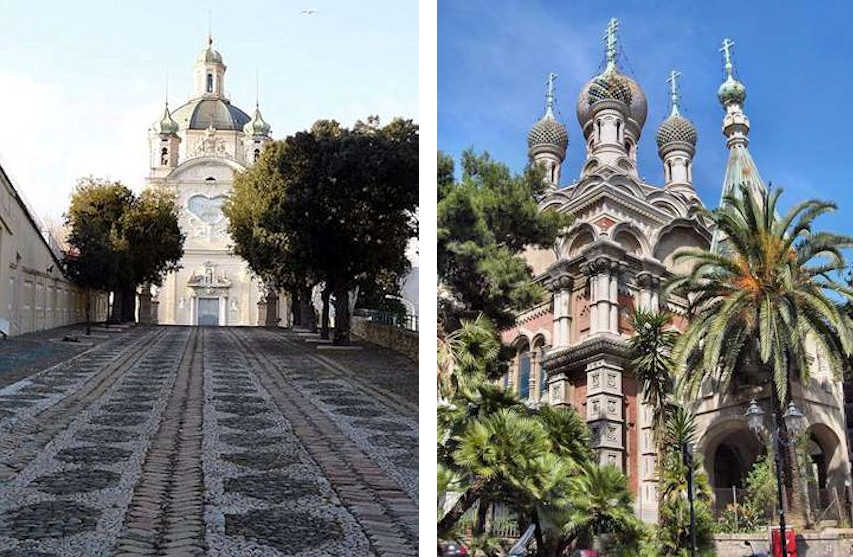 Die katholische Wallfahrtskirche Madonna della Costa und die russisch-orthodoxe Kirche Cristo Salvatore