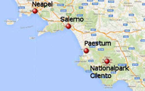 Der Nationalpark Cilento - Straßenkarte online