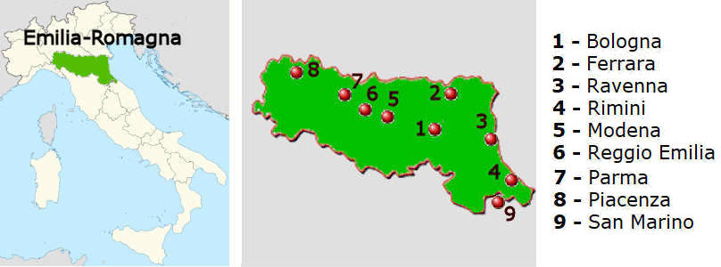 Straenkarte online von Emilia-Romagna
