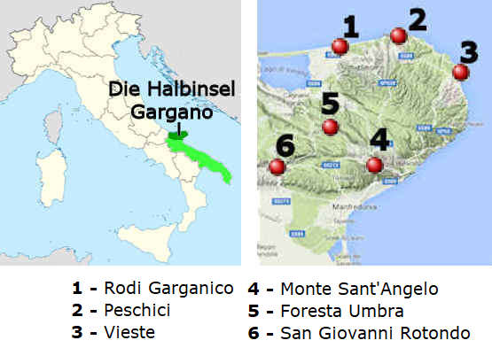 Der Gargano - Straßenkarte online