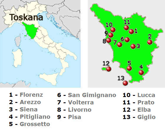 Straßenkarte online der Toskana