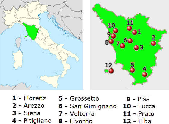 Straßenkarte online der Toskana