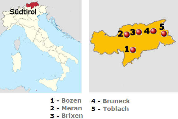 Straßenkarte online von Südtirol